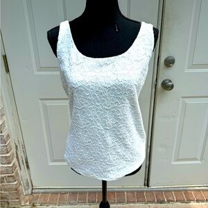 White House Black Market, Cream, Lined, Lace, Tank Top, Size Large